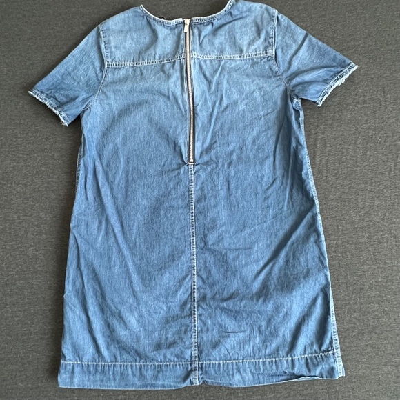 Calvin Klein Jeans Short Sleeve Chambray Zip Mini Dress Size Large - Picture 2 of 14
